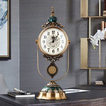 European style retro clock home desktop light luxury American clock creative placement desk clock sitting clock living room clock ornaments
