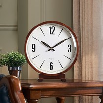 Solid Wood New Chinese-style clock home living room clock old desktop seat clock bedroom when placed clock table ornaments