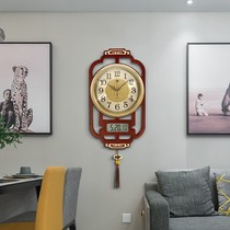 New Chinese hanging clock Living room Home Fashion Chinese Wind timepiece minimalist Silent Clock Solid Wood Quartz Clock