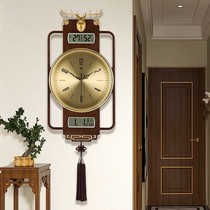 New Chinese wall clock living room home calendar time clock Chinese style light luxury big simple creative silent Stone New