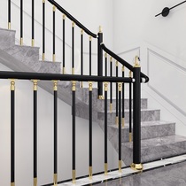 Stair handrail iron modern simple light luxury column guardrail railing fence bay window indoor solid wood manufacturers