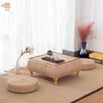 Rattan straw woven Japanese tatami tea table window table small coffee table window table Kang several floor short tea table Kang table
