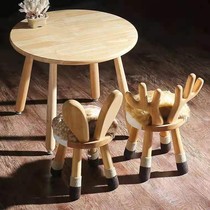 Full Solid Wood Children Learning Tables Ins Home Baby Gaming Table Kindergarten Toy Table Small Round Table And Chairs Suit