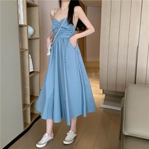 Dress air French long 202 thin 1 year child Summer new waist quality show first love sweet suspender dress dress women