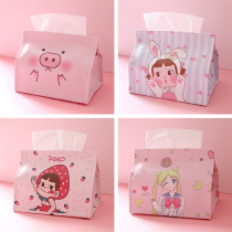Net red cute cartoon desktop tissue box girl heart soft sister home car bag tissue cover leather waterproof