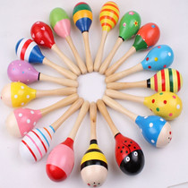 Large small sand hammer solid wood color hammer color wooden bell childrens wooden toys educational childrens toys