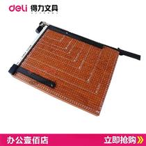 DELI 8005 wood paper cutter steel knife with scale small photo picture binding cutting cutter tool