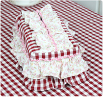 Red Plaid Korean pastoral tissue box coat napkin box coat drawing box coat car towel coat