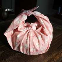 Japanese and wind cotton cherry blossom pink rabbit big handkerchief wind lvap wrap towel gift bag leather square headscarf 52cm