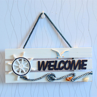 welcome欢迎光临装饰挂牌 地中海海洋风格门挂牌装饰品 装饰壁饰
