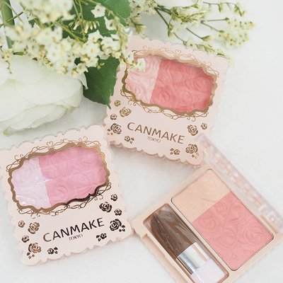 日本canmake井田浮雕玫瑰双色甜蜜腮红哑光珠光显色带刷 3色可选