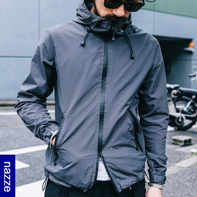nazze 春季潮日系男士休闲上衣冲锋衣运动夹克连帽外套防风男青年