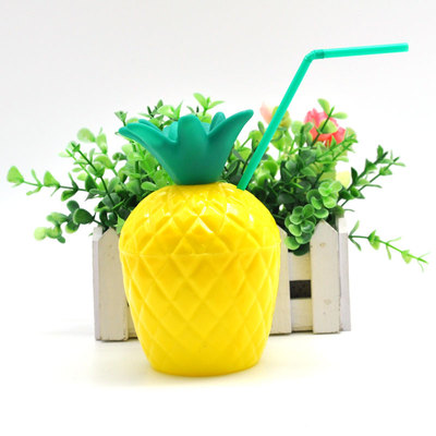 新品促销 儿童大菠萝塑料杯 创意大肚水杯 饮料杯 带盖