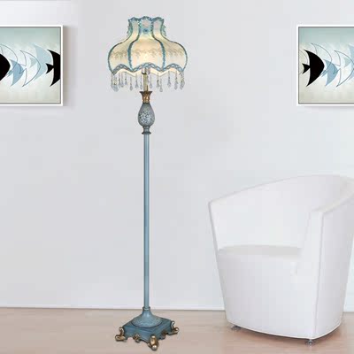 圣诺帝斯蓝色蕾丝灯罩落地灯欧式客厅落地灯沙发立式落地台灯