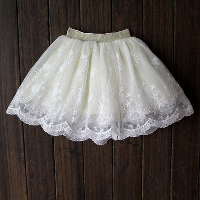 韩版童装2016夏款女童半身裙儿童宝宝纯棉短裙子白色百褶蓬蓬裙