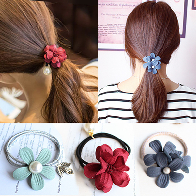 韩国珍珠仿真花朵头绳发饰品韩版扎头发橡皮筋发绳发圈气质头饰女