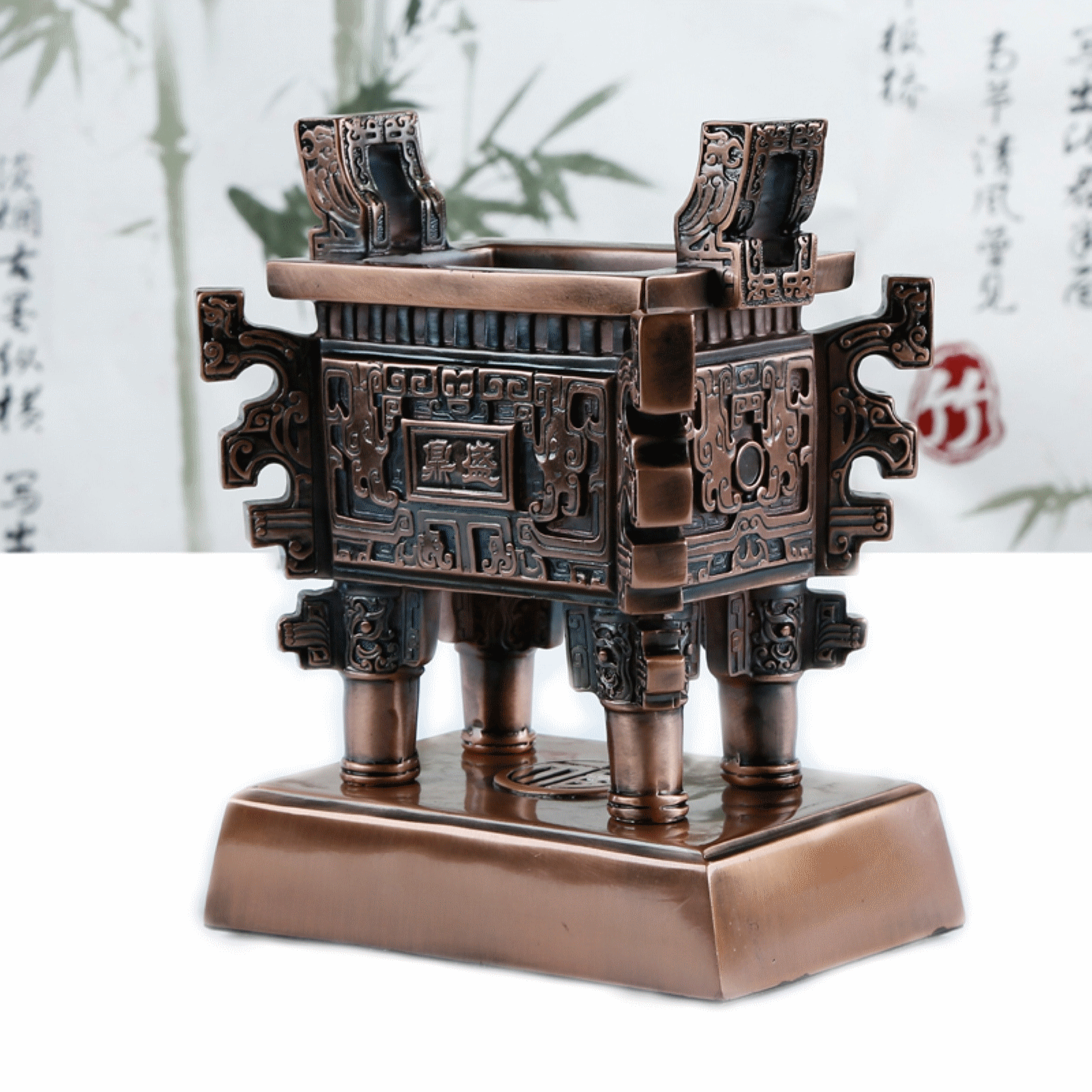 秋招财铜鼎大摆件办公室前台工艺品装饰送公司开业商务礼品鼎盛千