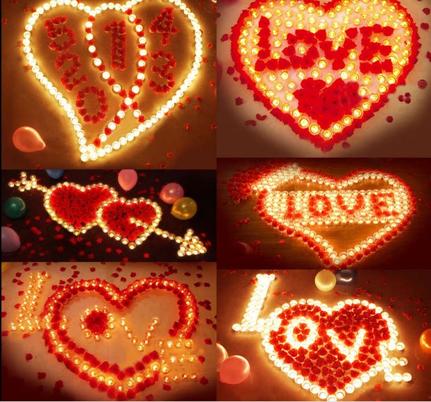 西安浪漫蜡烛套餐玫瑰花瓣生日求婚表白派对创意蜡烛图案心形蜡烛