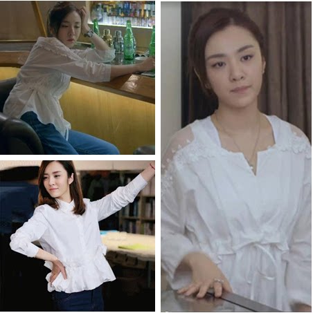 正品代购2015新款大好时光王晓晨同款茅小春白色长袖荷叶边衬衫女