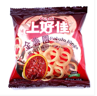 上好佳零食烤肉味金薯圈10g 零食大礼包 送朋友休闲零食 40袋包邮