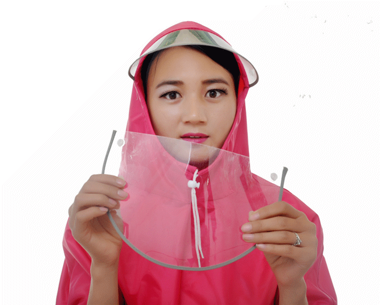 厂家直销新款双帽檐戴面罩款雨衣雨披电动车摩托车骑行用雨衣上班