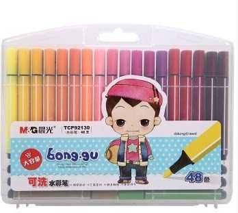 包邮正品晨光48色水彩笔 大容量 男生女生三角粗杆可洗墨 24色