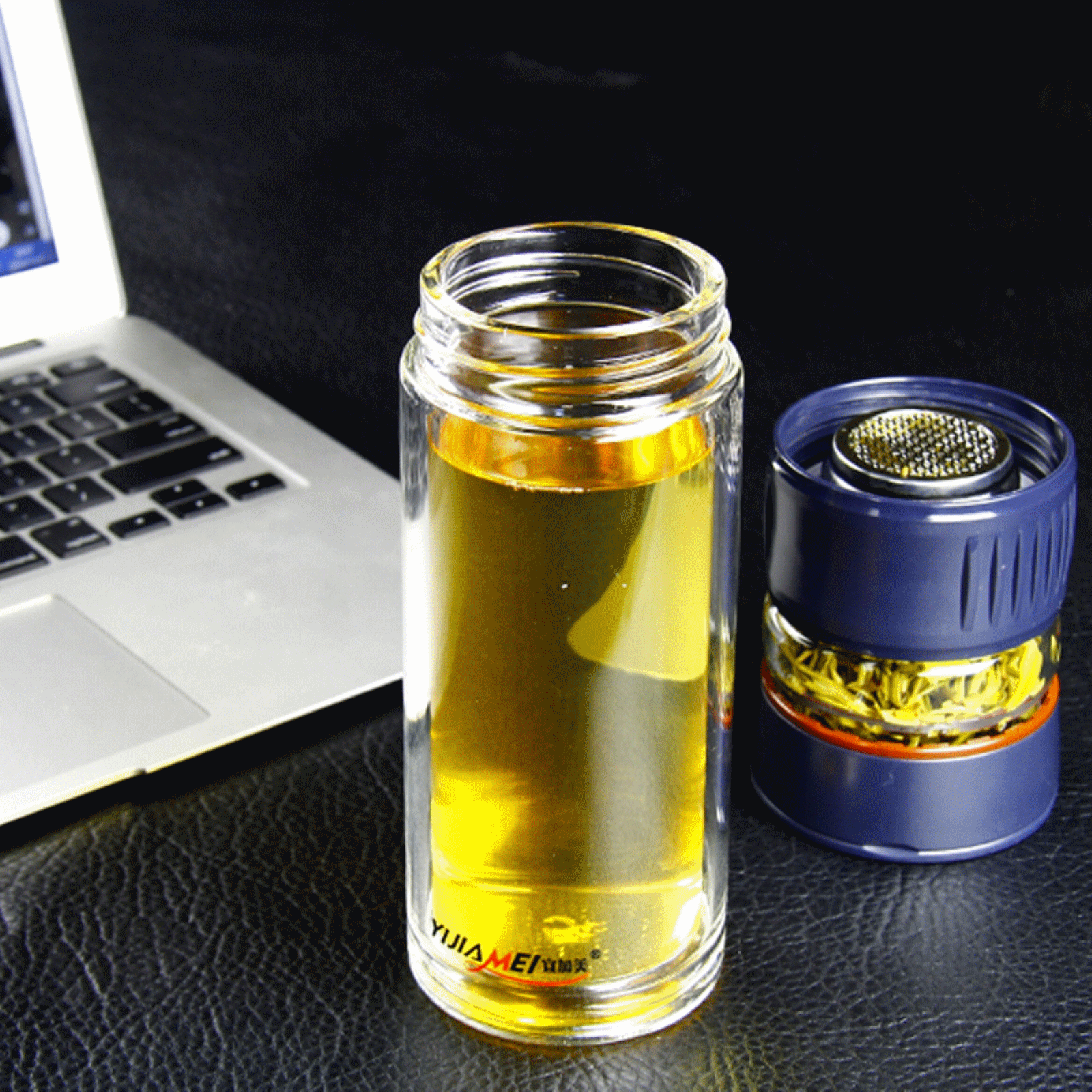 美茶水分离杯泡茶杯子双层玻璃创意便携旅行过滤家用大花茶杯宜加