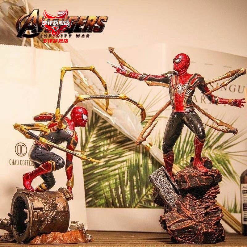 High -End Hero Expedition Film Avengers 4 Iron Spider -Man -Milk 모델 동상 장난감 스윙 Hao