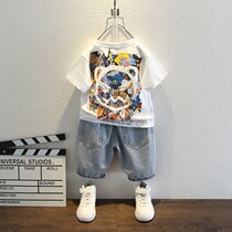 South Korean boy suit 2022 new summer ocean gas baby fried street sportswear boy casual two sets of childrens clothes
