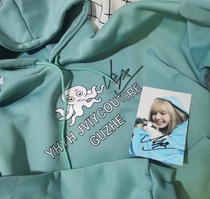 Lisa autograph with blue sweater female octopus printing hooded pro-signature Photo 7 inch