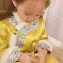 Autumn and winter girls long sleeve cheongsam skirt 2020 new children Foreign style national Chinese style Han and Tang clothing cotton New year clothing