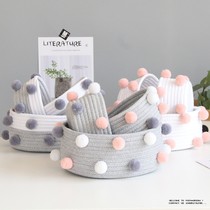 ins wool ball cotton rope woven storage basket desktop cosmetics storage basket Nordic style sundries storage box