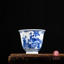 Xiaoya blue and white porcelain sisters love deep Bell Cup Ruan Dingrong hand painted porcelain collection works
