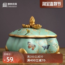 Makeup table storage box Net red retro creative ceramic jewelry box Exquisite household ornaments Chinese jewelry box