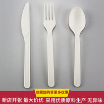 Disposable CPLA spoon Degradable environmental protection knife fork and spoon Plastic independent packaging long handle spoon Aviation supplies