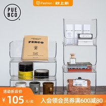 Japanese PUEBCO simple transparent plastic storage box stackable desktop storage box cosmetics storage rack Sundries
