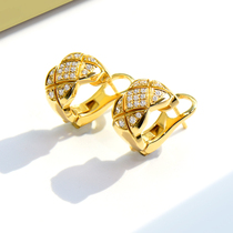 Nova color treasure 18K gold diamond stud earrings Exquisite small fragrant style diamond ear beat earrings female real diamond