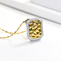 Nova color treasure 18K gold diamond pendant female fashion European and American big square water ripple diamond necklace sweater chain