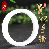 Xinjiang Hetian Jade gold silk jade bracelet natural mutton white jade bracelet young lady noble concubine jade bracelet with certificate
