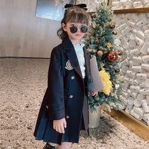Girls windbreaker coat 2021 autumn new foreign style Middle School style long spring and autumn childrens coat