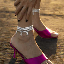 Nightclub Multilayer Texture Flash Drilling Ankle Chain Tide Cool Girls Net Red Ins Temperament Letters BABY Full Drill Adjustable Foot Chain
