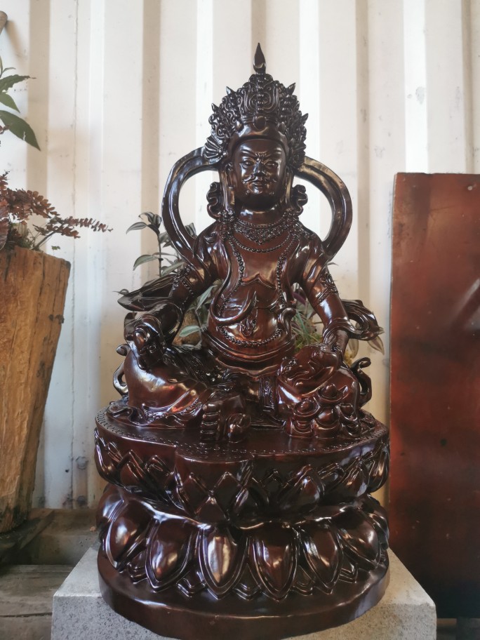 Ebony wood carving green degree mother Tibetan Buddhism Guanyin Yusa set pieces long-lived Yellow Cai God Buddha statue for the Buddha Hall