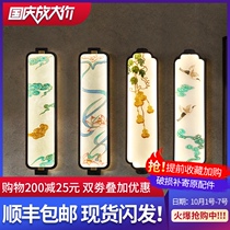 Enamel new Chinese mural lamp painting all copper Chinese style living room background wall lamp bedroom bedside lamp aisle Villa