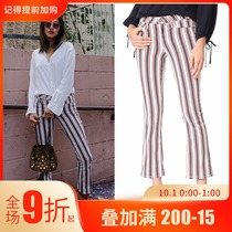 Seven points small man high Paige thin vertical stripes micro-lathe womens modified lines show legs long clearance 55
