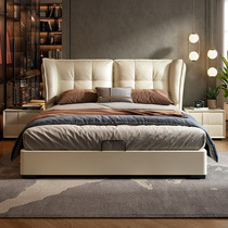 Leather bed Master bedroom Modern simple small apartment Couple storage wedding bed Soft bag Light luxury Tatami Italian double bed