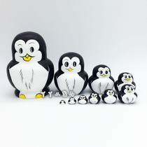 ten Layers Penguin Russian Set Dolls Birthday Gifts Wooden Toys Handicraft Gift Home Swing Accessories