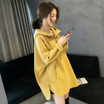Long sleeve sweatshirt female spring and autumn 2021 New Korean version of loose foreign style Net Red large size long hooded coat coat