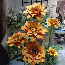 Wedding beauty window wedding set stage decoration road flower props pole simulation sunflower handmade paper flower
