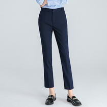 Professional suit pants women Summer thin straight tube size Black Pipe Spring and Autumn high waist thin elastic work ankle-length pants