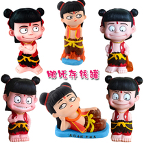 Nezha glued doll savings cans toys can not break diy childrens puzzle coloring plaster painted doll White Blank